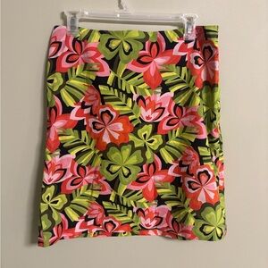 Talbots Floral Skirt Size 8 Tropical Bloom Print Cruise Resort Travel Cotton